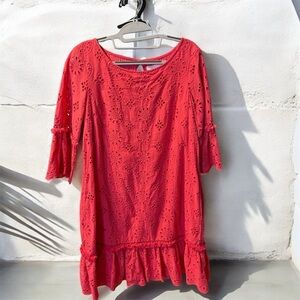 Anthropologie Coral Lace Tunic Top